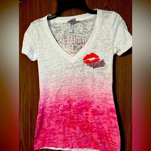 White, pink, ombre, burnout, Tshirt